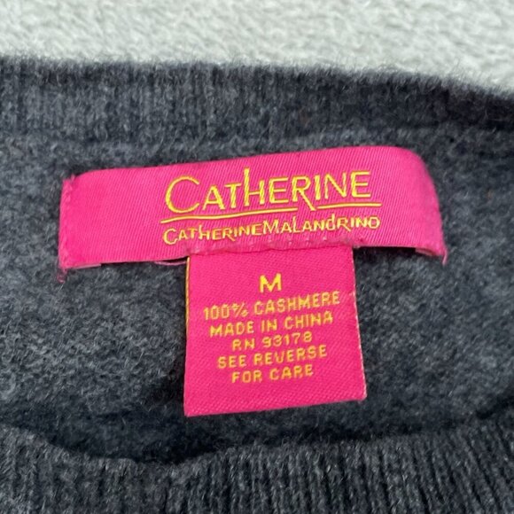Catherine Malandrino Womens Gray 100% Cashmere Long Sleeve Pullover M 6345 - Picture 3 of 6